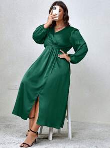 SHEIN Clasi 大碼連身裙 - 墨綠色 - 查看 4