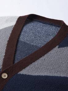 Manfinity Homme Nam Khối màu Nút phía trước Áo len Mở - Nhiều màu - Xem 3