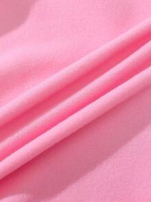 SHEIN EZwear Heart Print Zip Up Drawstring Thermal Lined Hoodie - Baby Pink - View 4