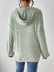 SHEIN Unity 落肩袖連帽衛衣 - 綠色 - 查看 2