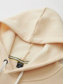 Manfinity EMRG 1 Miếng Nam Đồ họa hoa & khẩu hiệu Túi kangaroo Dây rút Áo hoodie ấm áp - Màu be - Xem 6