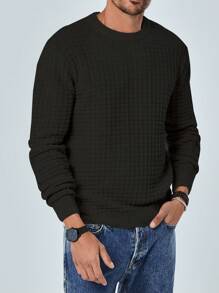 RueChic Men Solid Round Neck Sweater - Black - View 4