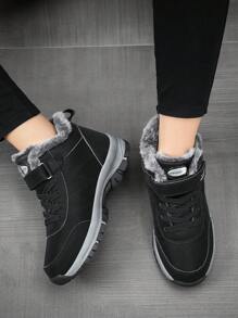 女士冬季加厚保暖防水运动鞋，中老年靴，女靴，毛绒靴，雪地靴 - 黑色 - 查看 3