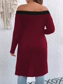 SHEIN Clasi Hơn Off Shoulder Chi tiết vòng Viền chia cắt Áo thun - Nhiều màu - Xem 2