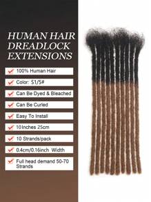 Boho Braids 4-12inch 0.4cm Thickness 10Strands 100% Human Hair Dreadlock Extensions For Man/Women Hair Extensions Crochet Human Hair Knotless Braids - S1/5 - View 6