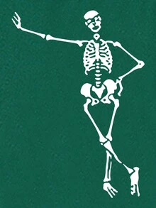 SHEIN EZwear In Đầu lâu Eo dây rút Quần thể thao - Màu xanh lá cây đậm - Xem 5