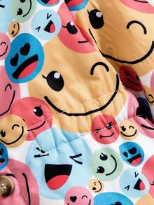 SHEIN 女小童卡通圖案毛絨內襯連帽外套