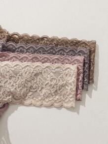 4 件纯色蕾丝无缝丁字裤，性感内衣 - 彩色 - 查看 3