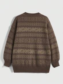 ROMWE Academia 毛衣套頭 - 咖啡棕 - 查看 2