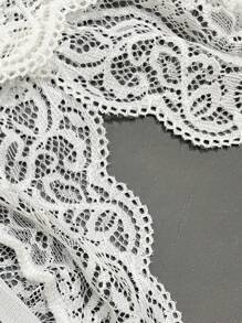 Floral Lace Bralet With Satin Shorts - Multicolor - View 6