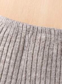 SHEIN Cô Gái Trẻ Viền Ruffle Cổ giả Áo thun & Quần ống loe - Xám - Xem 4