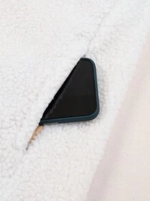 Manfinity Sport Corelite 男士拼接面拉鏈開襟絨毛戶外夾克 - 白色 - 查看 5