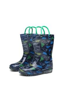 Children's Dinosaur Cartoon Waterproof & Slip-resistant Rain Boots - Multicolor - View 4