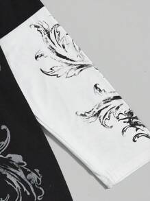 ROMWE Grunge Punk Bộ đồ nữ cổ tròn cổ tròn in hình cây nho 2 trong 1 - Nhiều màu - Xem 3
