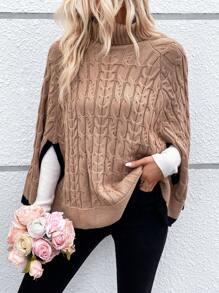 SHEIN LUNE Viền tương phản áo tay cánh Xoắn Dan Áo choàng Mưa - Màu Khaki - Xem 4