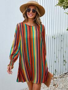SHEIN VCAY In sọc Đầm Tunic - Nhiều màu - Xem 4