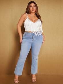 SHEIN SXY Talla grande Top de tirantes ribete con fleco