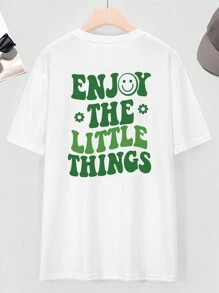 男士大码標語圖案T恤 - 白色 - 查看 1