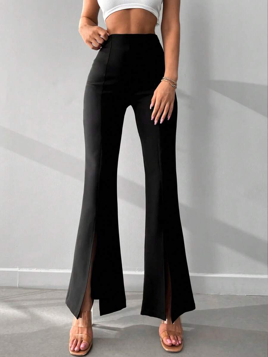 EURMUSE Split Hem Flare Leg Pants