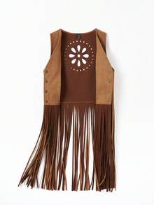 Soleia 流蘇下擺無袖仿麂皮外套馬甲