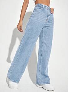 SHEIN ICON High Waist Wide Leg Jeans