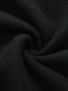 SHEIN EZwear Băng âm thanh Và Đồ họa Chữ cái Dây rút Lót nhiệt Hoodie - màu đen - Xem 5