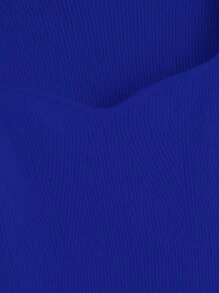 Cloudara Sweetheart Neck Ribbed Knit Sweater - Blue - View 3