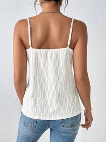SHEIN Frenchy Contrast Lace Cami Top - Beige - View 2