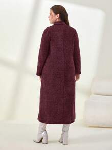 Mulvari Talla grande Vestido de cuello cisne de peluche sin cinturón - Morado - Ver 2