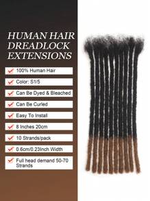 4-12 Inch Options 0.6cm Diameter 10 Strands 100% Human Hair Dreadlock Extensions For Man/Women Hair Extensions Crochet Human Hair Knotless Braids - S1/5 - View 3