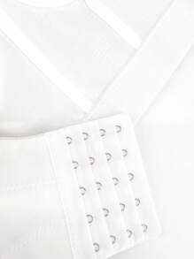 SHEIN Unity Women's Pearl-decorated Studs & Bowknot Design Pleated Camisole Top - White - View 3