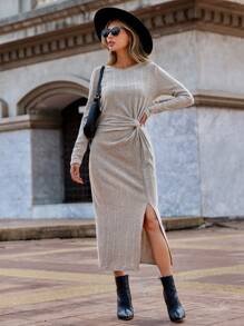 SHEIN Clasi Kleid mit Twist vorne, Schlitz am Saum,