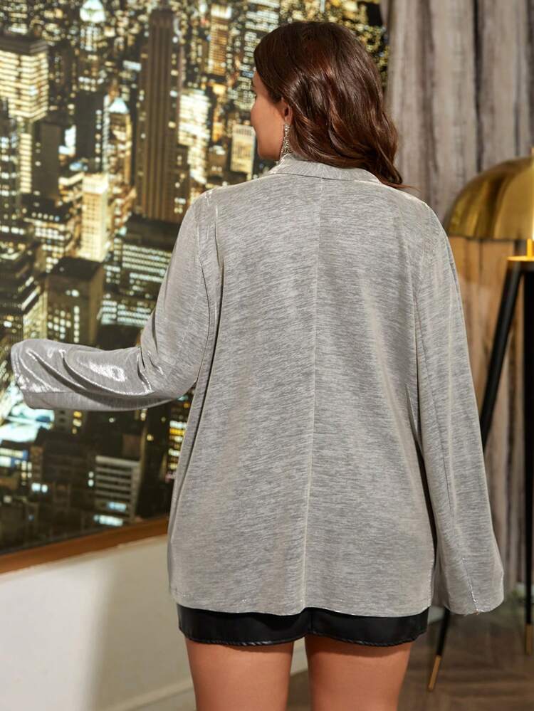 Plus Shawl Collar Flap Detail Open Front Blazer