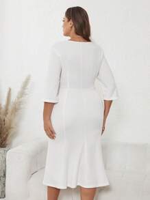 SHEIN Clasi Plus Button Detail Dress - White - View 2