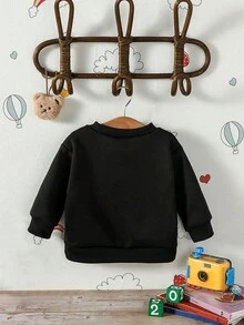 男嬰卡通圖案運動衫 - 黑色 - 查看 2