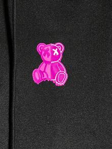 Manfinity RebelGame Nam In Gấu áo có mũ Giải trí Áo nỉ - màu đen - Xem 3