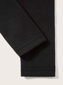 SHEIN ICON Letter Graphic Top-stitching Asymmetrical Hem Crop Tee - Apricot - View 3