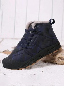 冬天溫暖毛絨內襯休閒孩子們靴子 - 藍色 - 查看 1