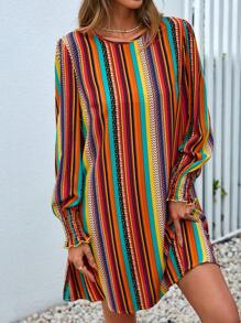 SHEIN VCAY In sọc Đầm Tunic - Nhiều màu - Xem 1