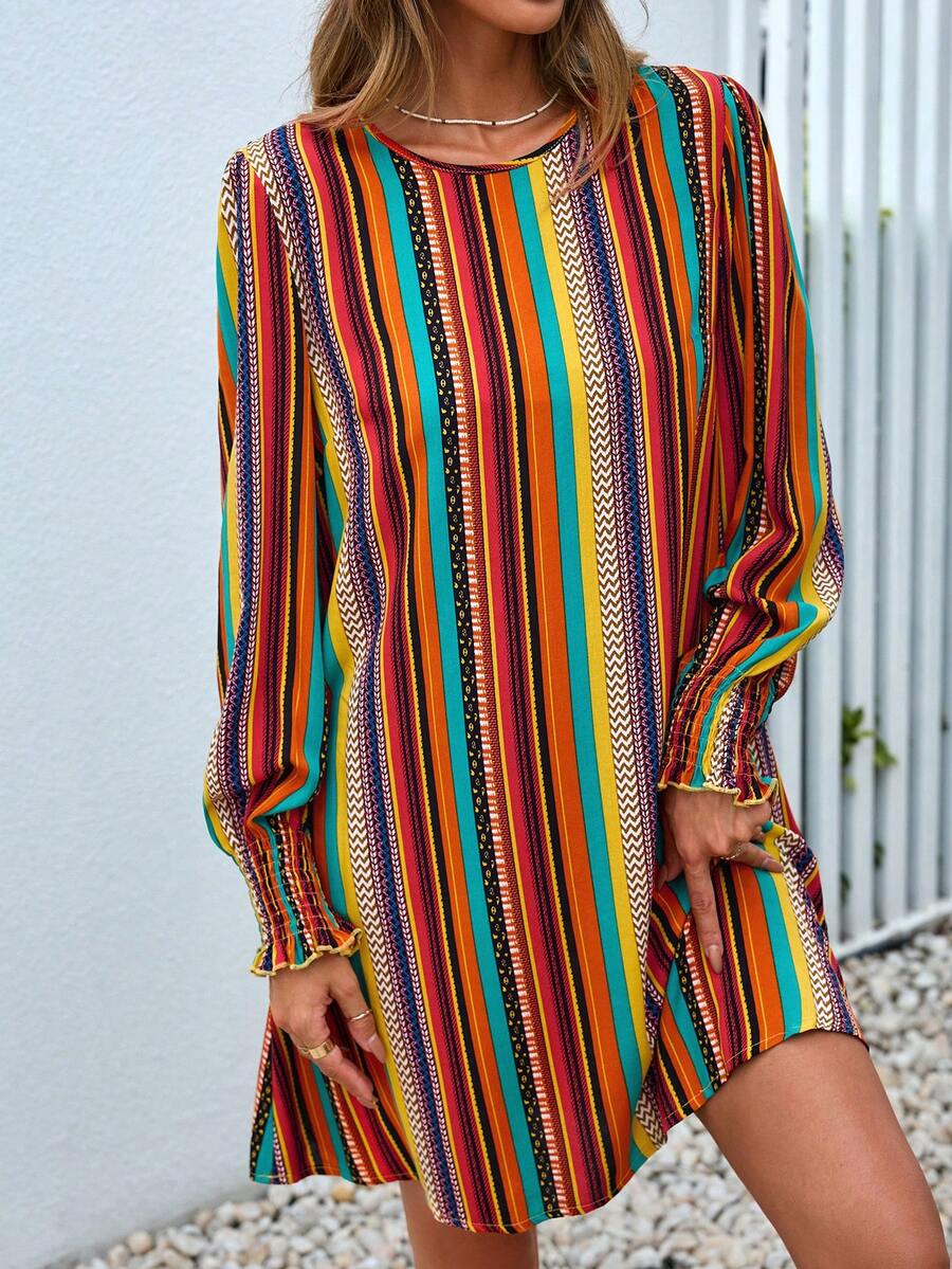 SHEIN VCAY In sọc Đầm Tunic - Nhiều màu - Xem 1