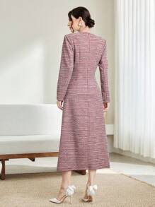 Modelyn Đầm dạ hội dài cài nút phía trước viền tương phản - Nhiều màu - Xem 2