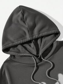 SHEIN EZwear Casual Abstract Human Shadow Print Drawstring Hoodie Oversized Women Winter Sweatshirt Pullover,Long Sleeve Tops