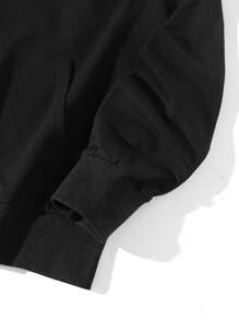 Manfinity EMRG Men's Plus Size Hoodie With Slogan Print - Black - View 4