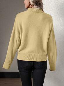 SHEIN LUNE Cổ giả Thả vai Áo len - Màu be - Xem 2