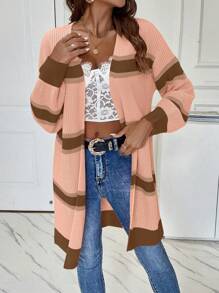 SHEIN Essnce Color Block Drop Shoulder Cardigan - Multicolor - View 6