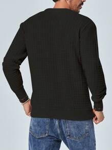 RueChic Men Solid Round Neck Sweater - Black - View 2