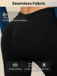 Lifespree Solid High Waist Sports Leggings - Black - View 3