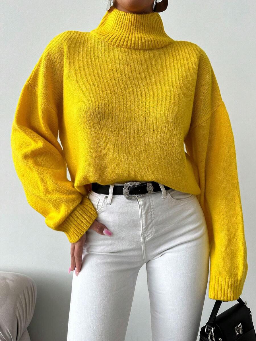Cloudara Turtleneck Drop Shoulder Sweater