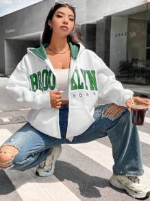 Flirla Plus Size Letter Graphic Drop Shoulder Sweatshirt Graduation,Back To School,Graduation,Teacher For Women,Back To School Pullover Fall Sweatshirt - White - View 6