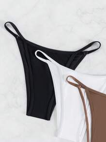 SHEIN Swim 3Packs Solid Bikini Bottom For Summer Beach Vacation